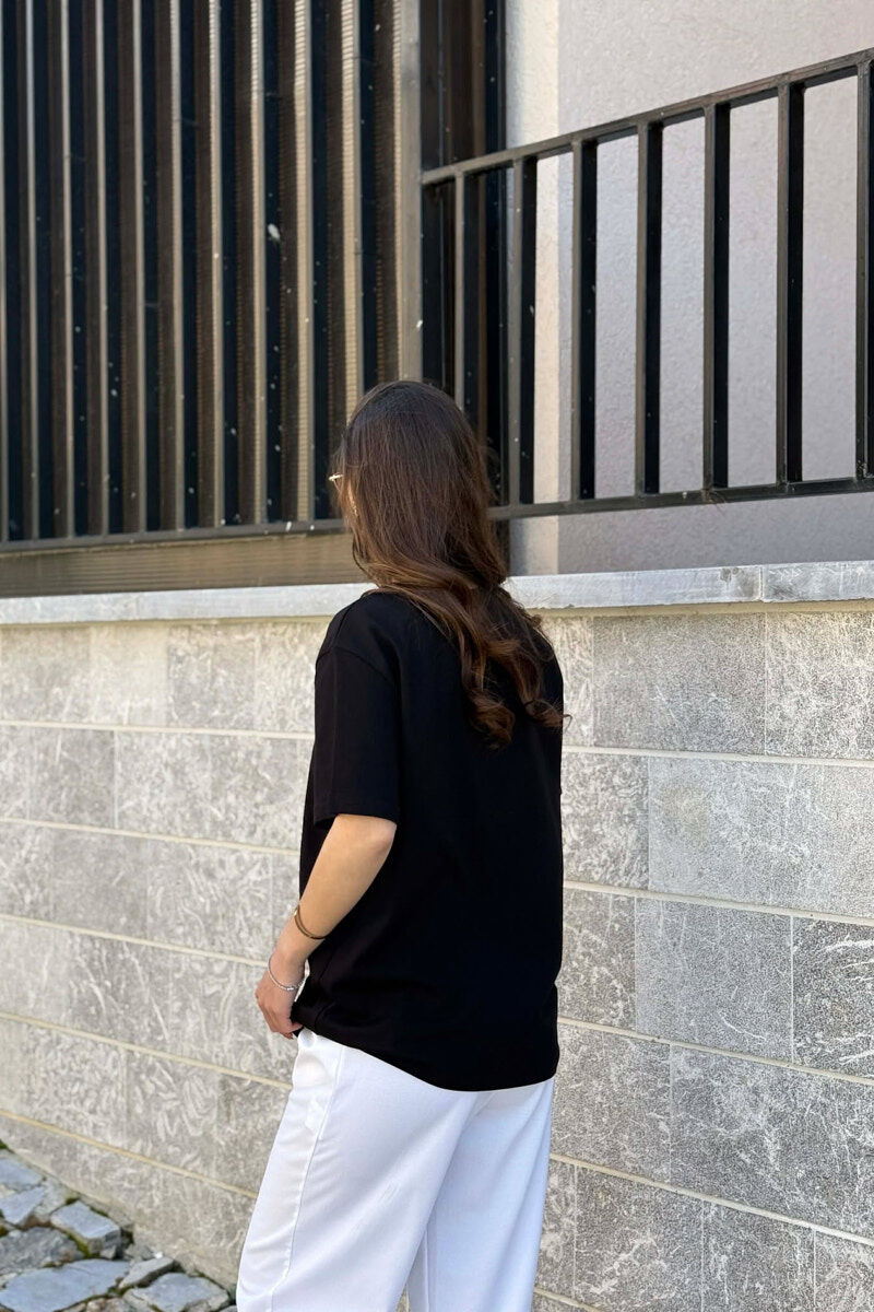 ONE COLOR FRONT IMAGE WOMAN T-SHIRT BLACK/ E ZEZE - 4