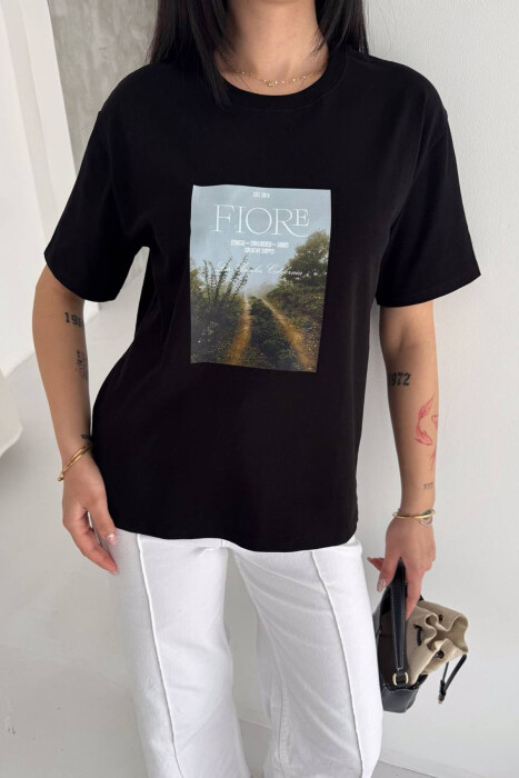 ONE COLOR FRONT IMAGE WOMAN T-SHIRT BLACK/ E ZEZE - 2