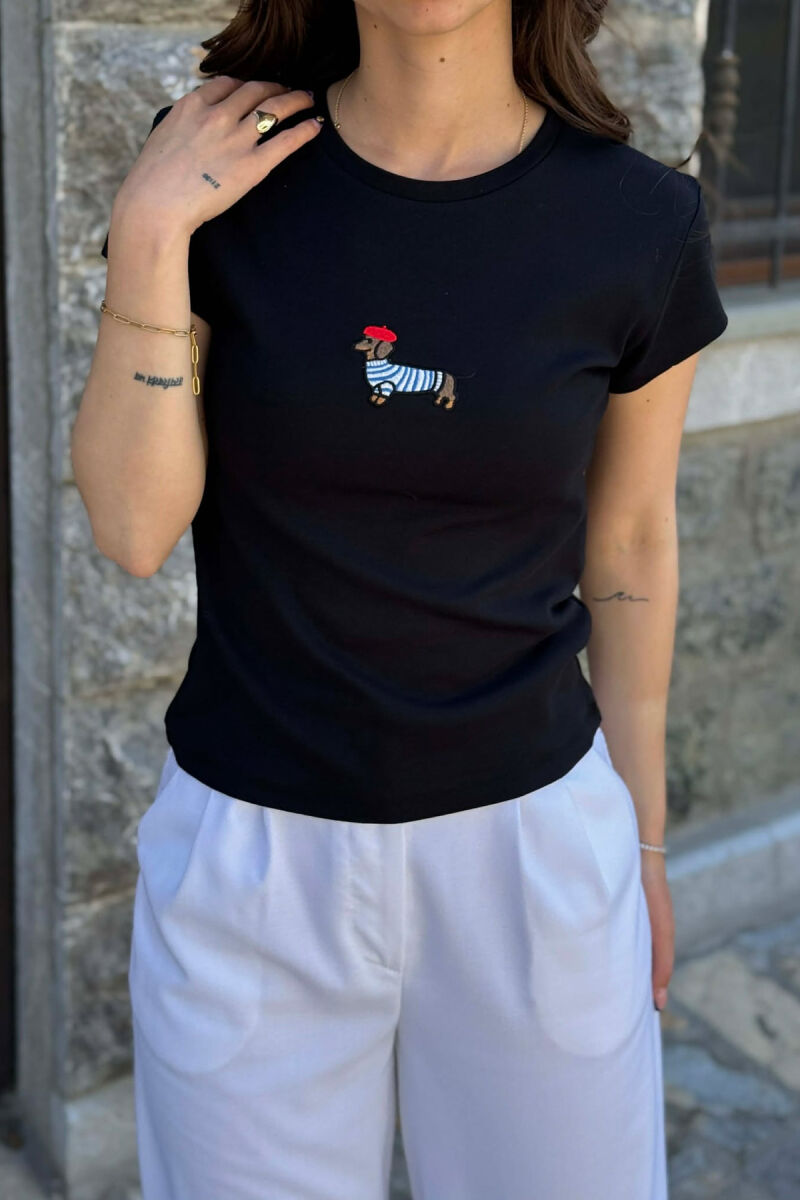 ONE COLOR FRONT IMAGE WOMAN T-SHIRT BLACK/ E ZEZE - 6