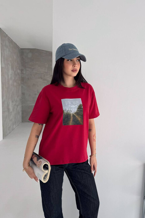 ONE COLOR FRONT IMAGE WOMAN T-SHIRT RED/E KUQE - 1
