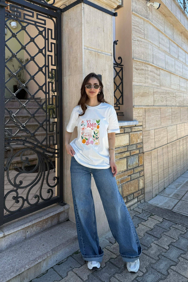 ONE COLOR FRONT IMAGE WOMAN T-SHIRT WHITE-E BARDHE - 2