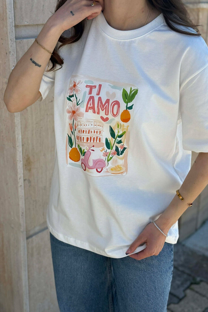 ONE COLOR FRONT IMAGE WOMAN T-SHIRT WHITE-E BARDHE - 3