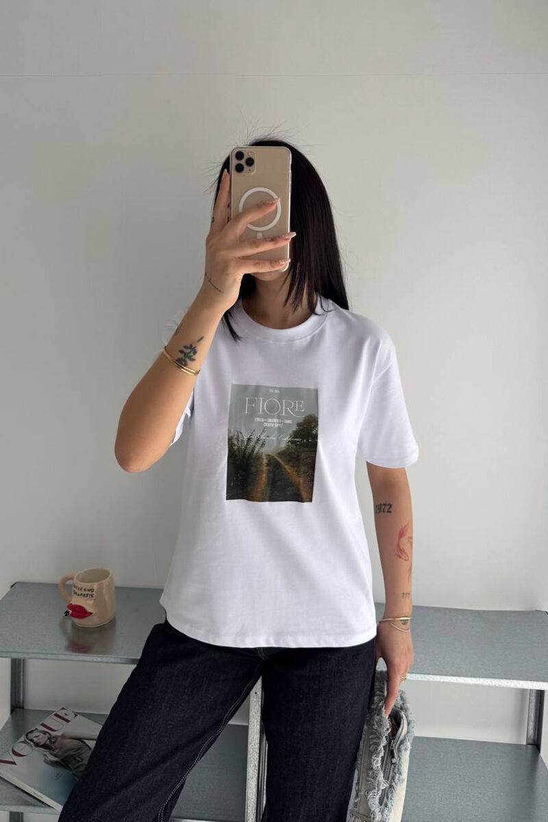 ONE COLOR FRONT IMAGE WOMAN T-SHIRT WHITE-E BARDHE - 1