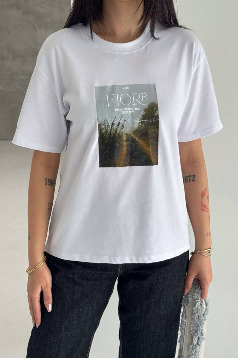 ONE COLOR FRONT IMAGE WOMAN T-SHIRT WHITE-E BARDHE - 2