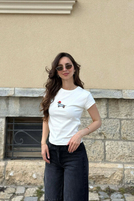 ONE COLOR FRONT IMAGE WOMAN T-SHIRT WHITE-E BARDHE 