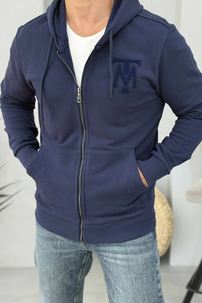ONE COLOR FRONT LOGO MEN COTTON JACKET BLUE/BLU - 2