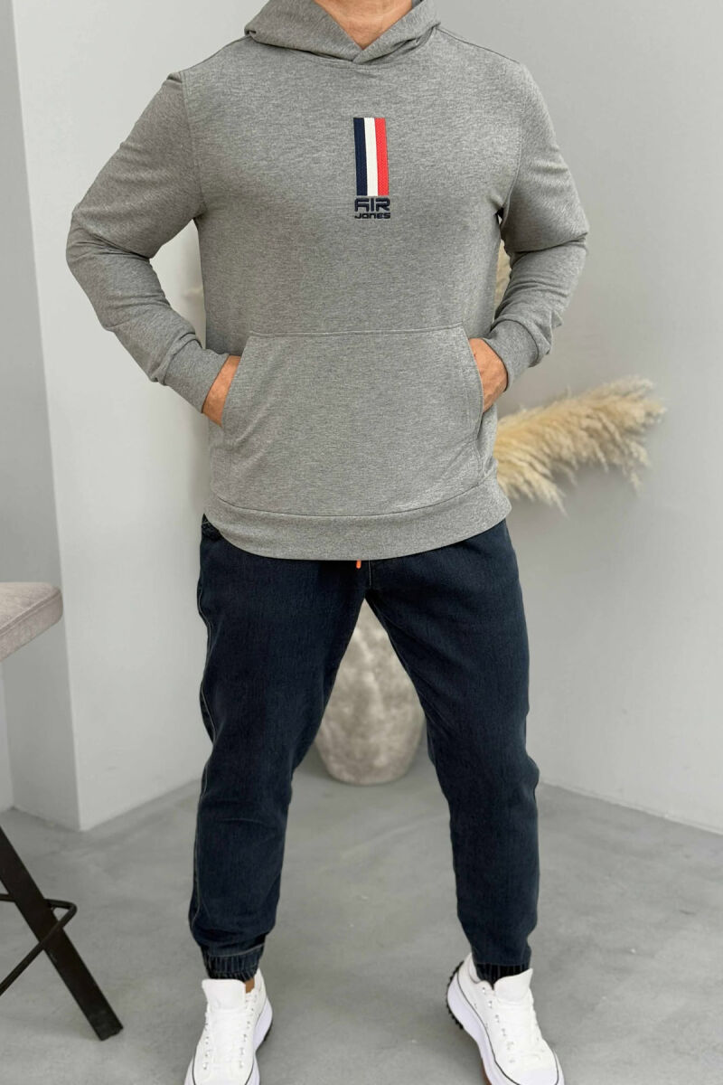 ONE COLOR FRONT LOGO MEN HOODIE GREY/GRI - 1