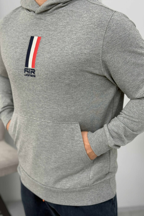 ONE COLOR FRONT LOGO MEN HOODIE GREY/GRI - 4