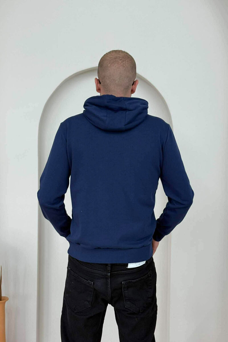 ONE COLOR FRONT LOGO SIMPLE MEN HOODIE BLUE/BLU - 2