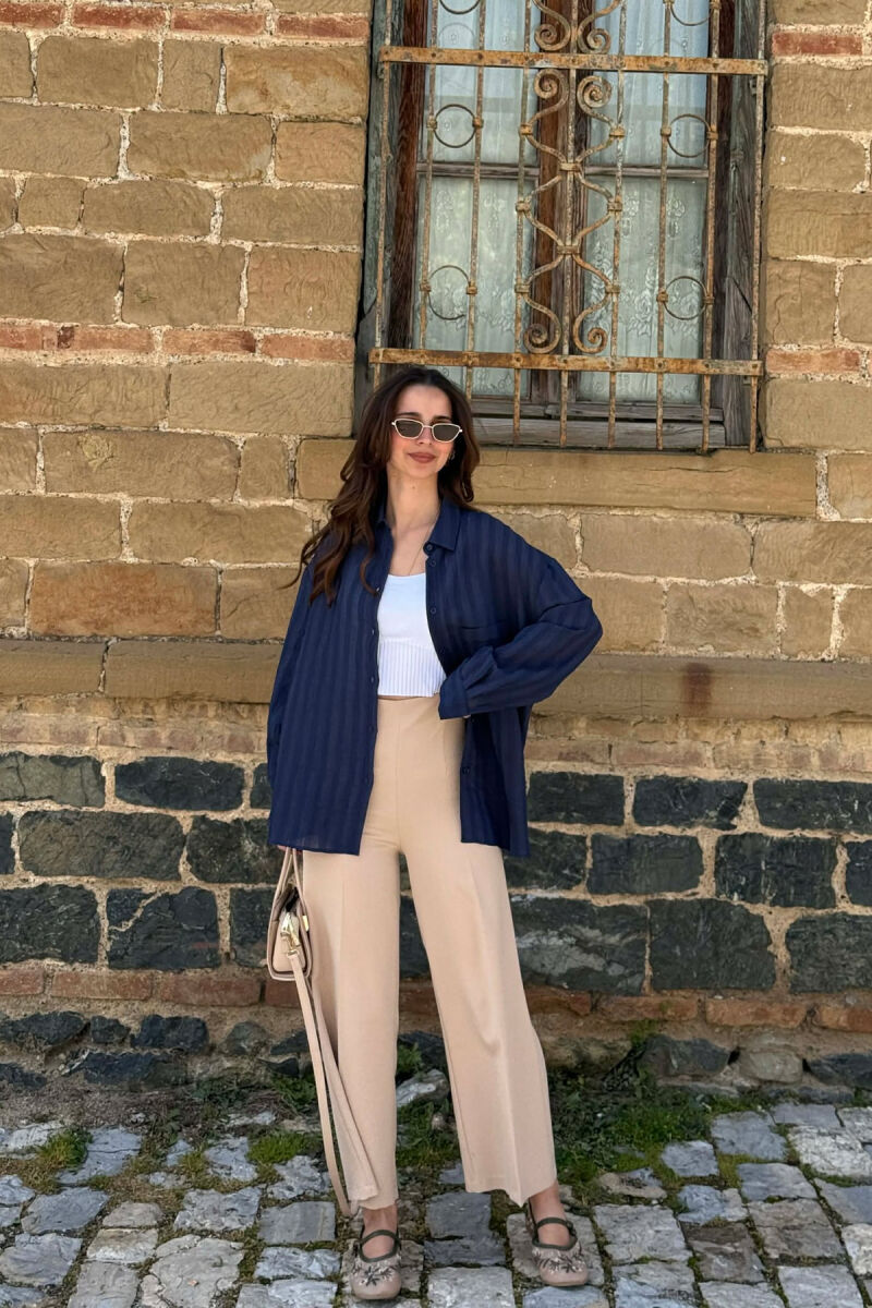 ONE COLOR FRONT POCKET WOMAN SHIRT BLUE/BLU - 7