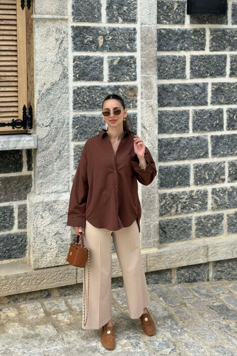 KEMISHE E THJESHTE PER FEMRA NE NGJYRE KAFE - KLAUDIO FASHION