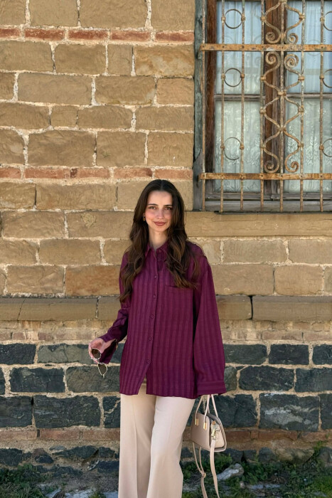ONE COLOR FRONT POCKET WOMAN SHIRT BURGUNDY/VISHNJE 