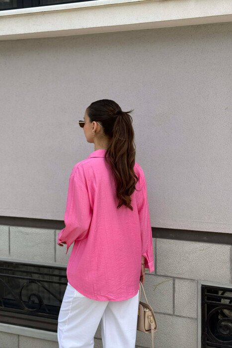 ONE COLOR FRONT POCKET WOMAN SHIRT FUCHSIA/CIKLAMI - 2