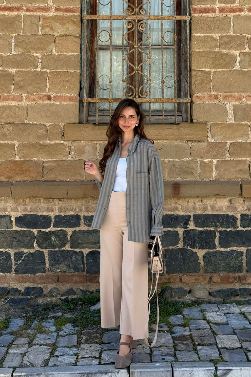 ONE COLOR FRONT POCKET WOMAN SHIRT LIGHT GREEN/JEZB - 3