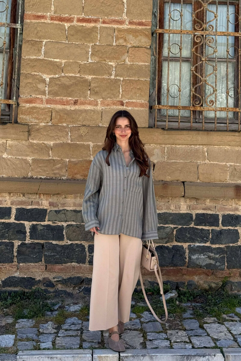 ONE COLOR FRONT POCKET WOMAN SHIRT LIGHT GREEN/JEZB - 7