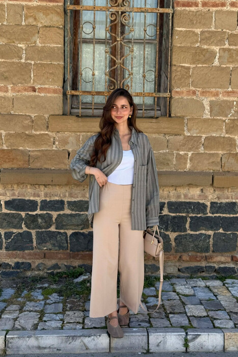 ONE COLOR FRONT POCKET WOMAN SHIRT LIGHT GREEN/JEZB - 9