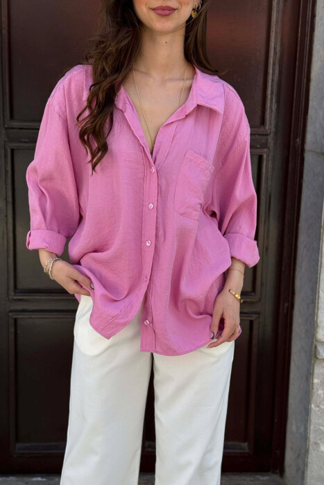 ONE COLOR FRONT POCKET WOMAN SHIRT LIGHT PURPLE/LEZB - 3
