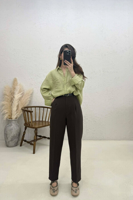 ONE COLOR FRONT POCKET WOMAN SHIRT MINT/MENTE - 2