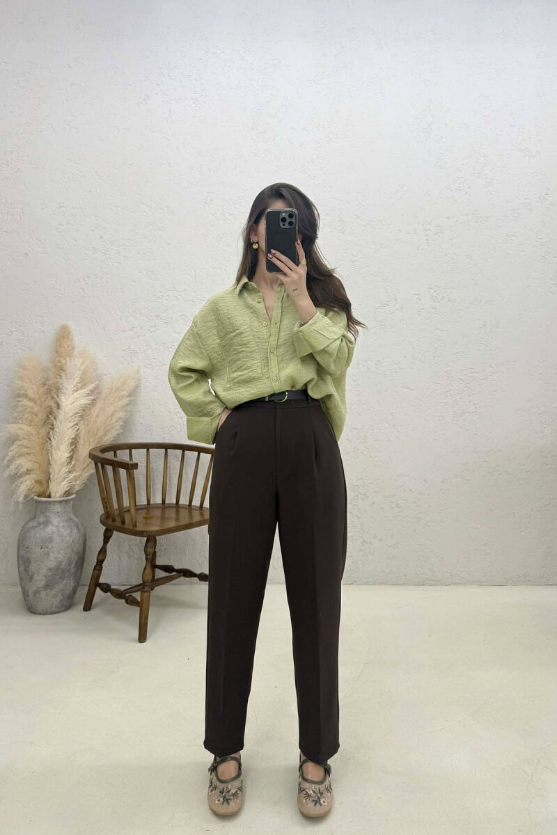 ONE COLOR FRONT POCKET WOMAN SHIRT MINT/MENTE - 2