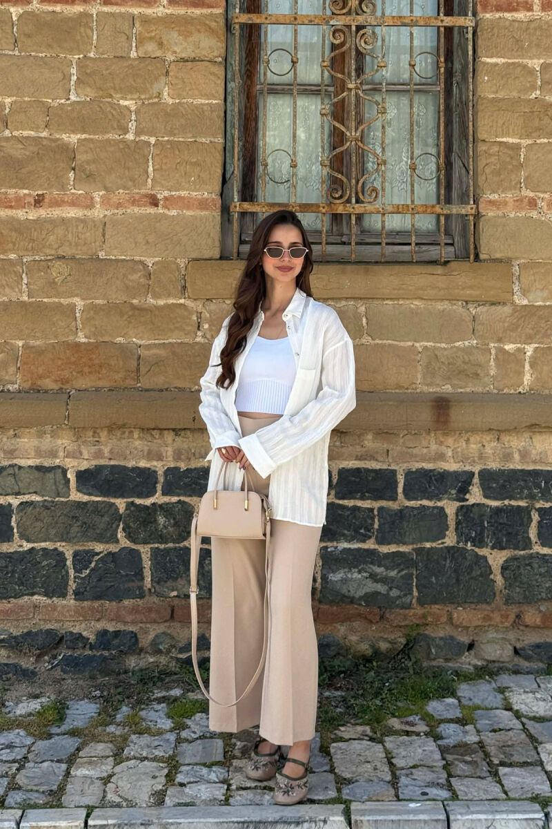 ONE COLOR FRONT POCKET WOMAN SHIRT WHITE-E BARDHE - 6