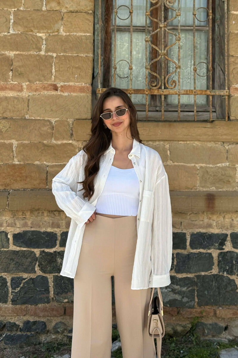 ONE COLOR FRONT POCKET WOMAN SHIRT WHITE-E BARDHE - 7