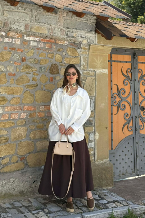 ONE COLOR FRONT POCKET WOMAN SHIRT WHITE-E BARDHE - 5