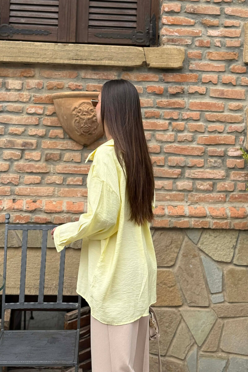 ONE COLOR FRONT POCKET WOMAN SHIRT YELLOW/E VERDHE - 4