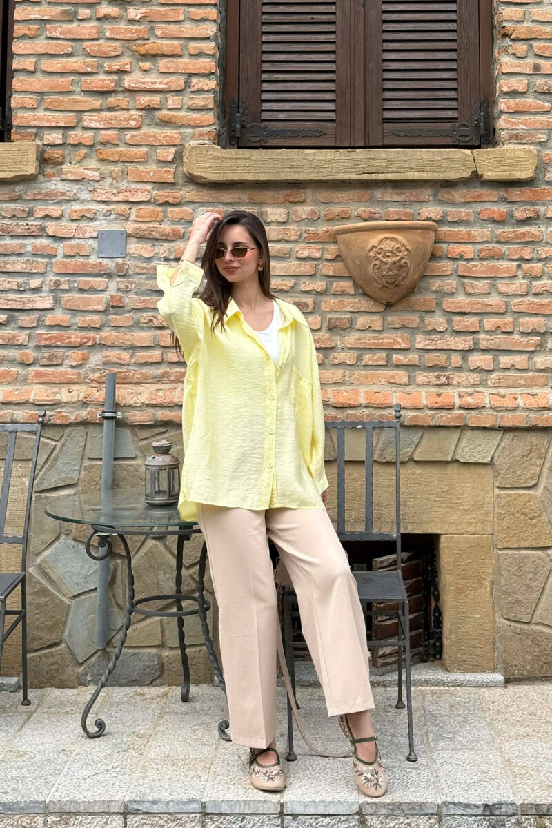 ONE COLOR FRONT POCKET WOMAN SHIRT YELLOW/E VERDHE - 6