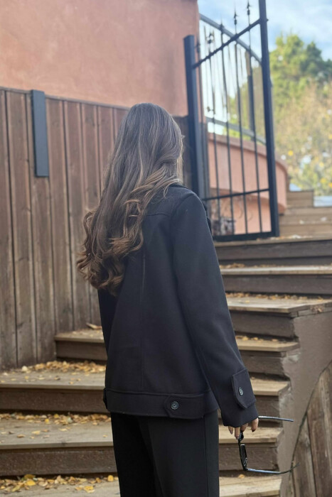 ONE COLOR FRONT POCKETS WOMEN JACKET BLACK/ E ZEZE - 5