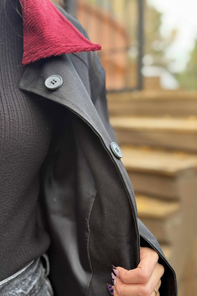 ONE COLOR FRONT POCKETS WOMEN JACKET BLACK/ E ZEZE - 5