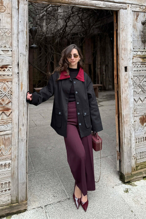 ONE COLOR FRONT POCKETS WOMEN JACKET BLACK/ E ZEZE - 6