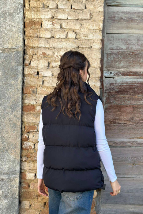 ONE COLOR FRONT POCKETS WOMEN VEST BLACK/ E ZEZE - 4