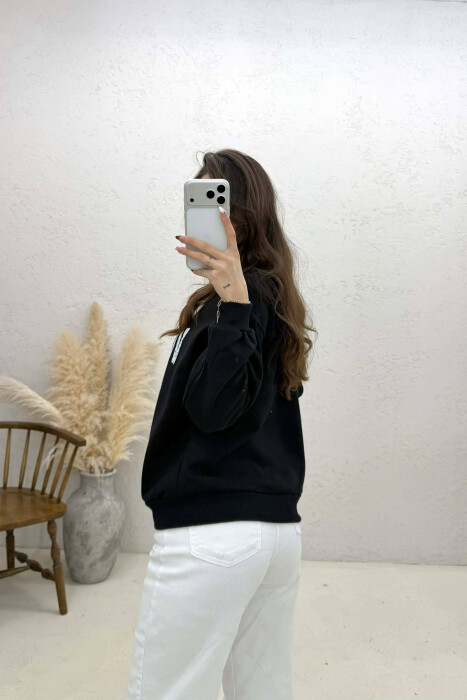 ONE COLOR FRONT PRINTED WOMAN SWEATSHIRT BLACK/ E ZEZE - 2
