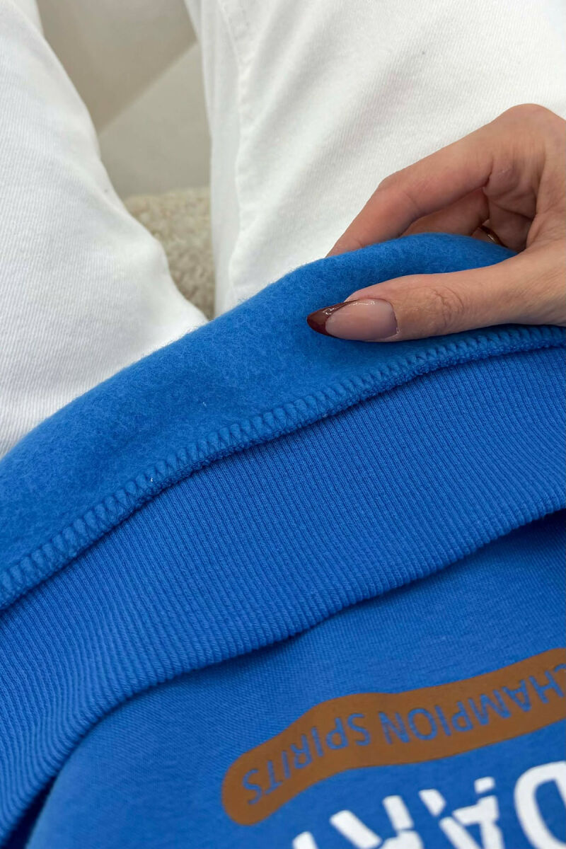 ONE COLOR FRONT PRINTED WOMAN SWEATSHIRT BLUE/BLU - 5