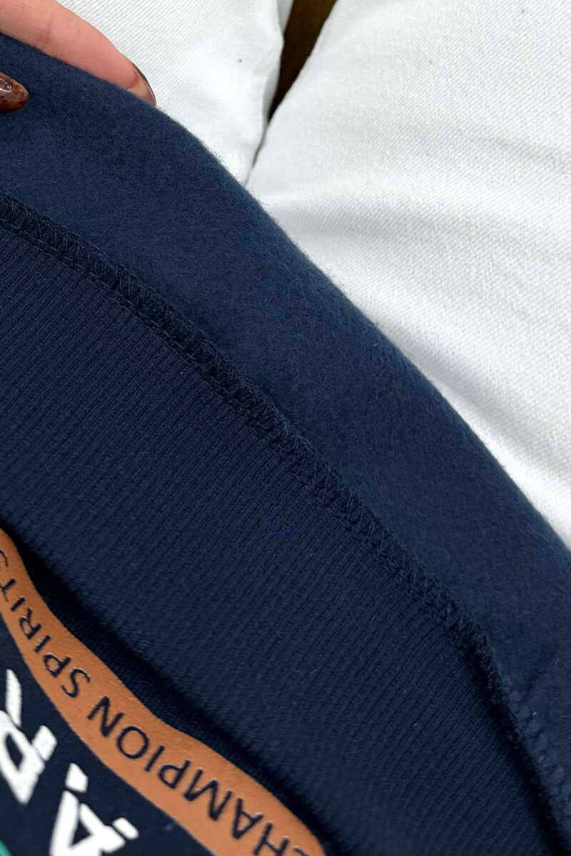 ONE COLOR FRONT PRINTED WOMAN SWEATSHIRT DARK BLUE/BEE - 4