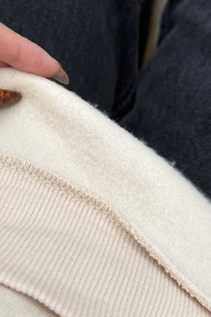 ONE COLOR FRONT PRINTED WOMEN SWEATSHIRT BEIGE/BEZHE - 4