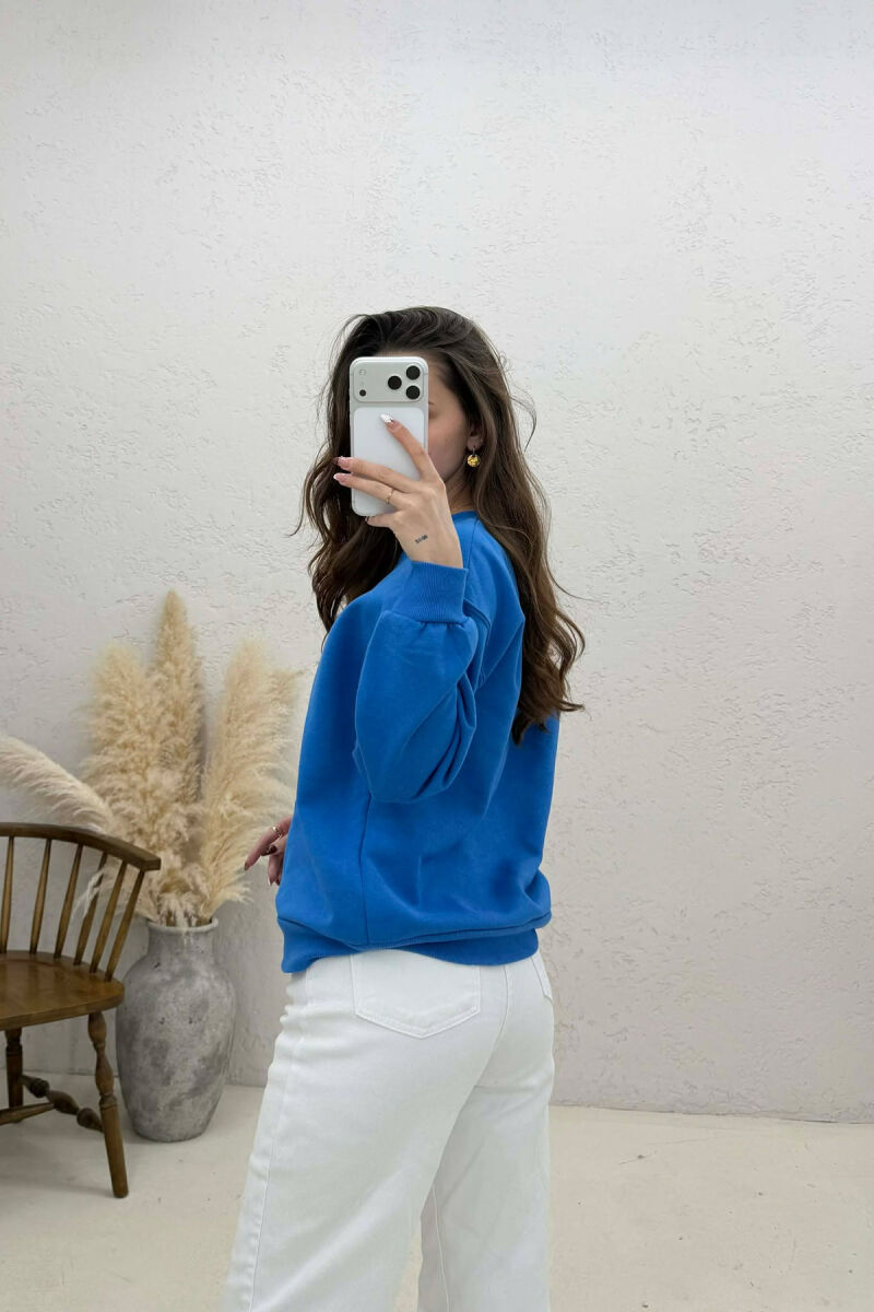 ONE COLOR FRONT PRINTED WOMEN SWEATSHIRT BLUE/BLU - 2