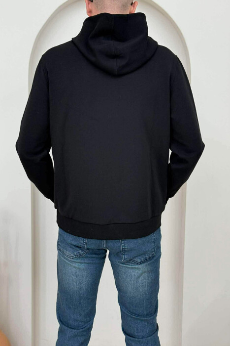 ONE COLOR FRONT WRITTING MEN HOODIE BLACK/ E ZEZE - 2