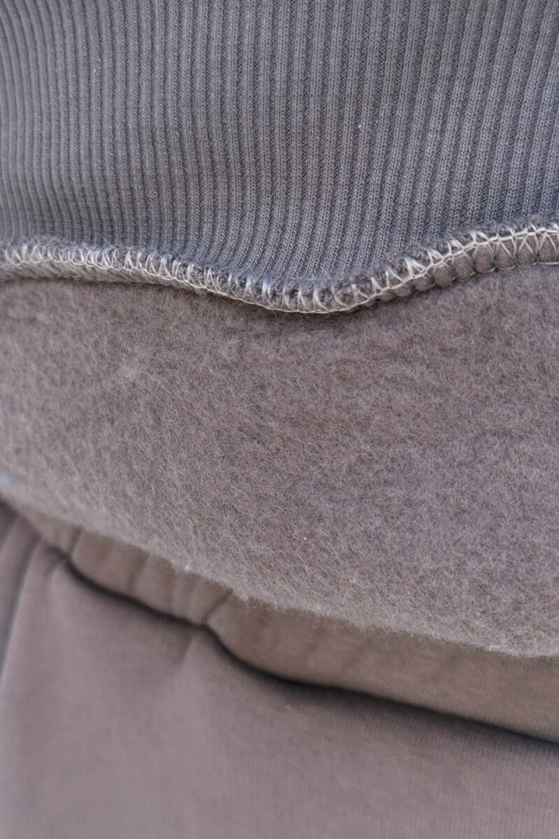 ONE COLOR FRONT WRITTINGS HOODIE+JOGGERS MEN SET DARK GREY/GEE - 4