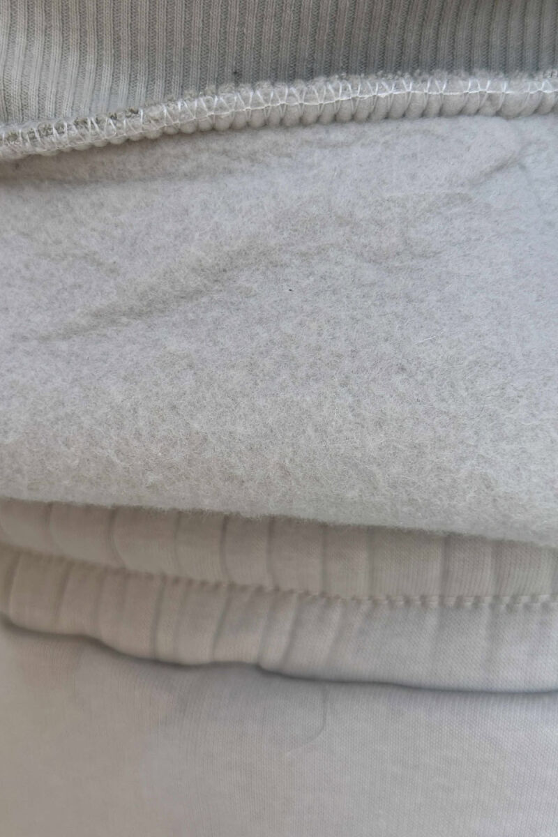 ONE COLOR FRONT WRITTINGS HOODIE+JOGGERS MEN SET LIGHT GREY/GZ - 3