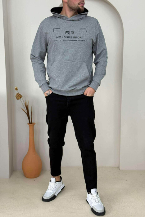 ONE COLOR FRONT WRITTINGS MEN HOODIE GREY/GRI - 2