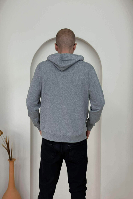 ONE COLOR FRONT WRITTINGS MEN HOODIE GREY/GRI - 3