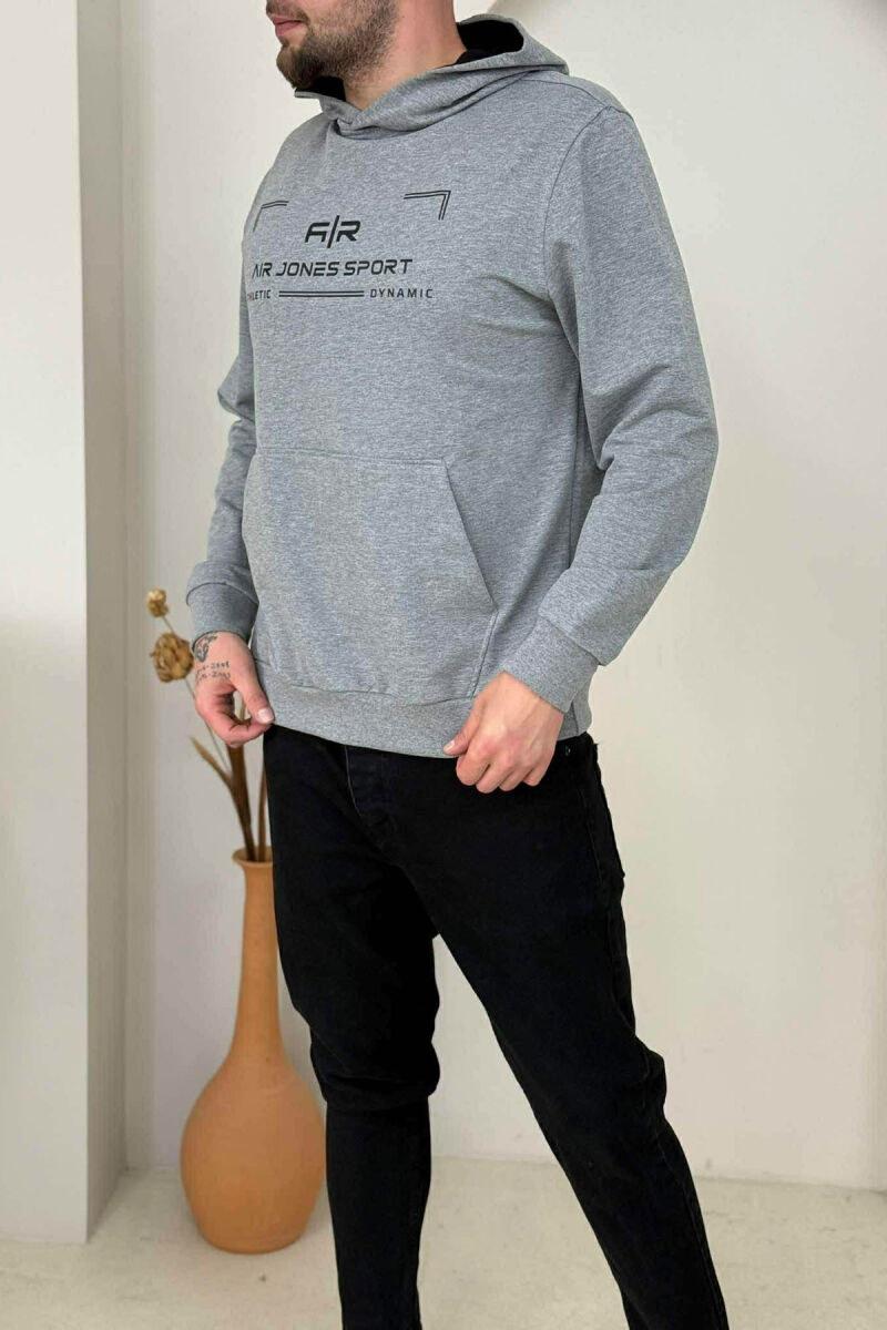 ONE COLOR FRONT WRITTINGS MEN HOODIE GREY/GRI - 4