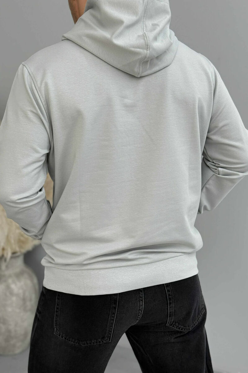 ONE COLOR FRONT WRITTINGS MEN HOODIE LIGHT GREY/GZ - 3