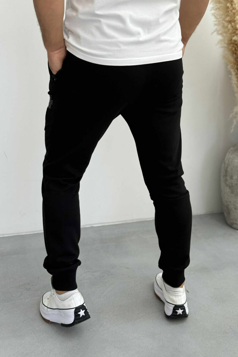 ONE COLOR FRONT WRITTINGS MEN JOGGERS BLACK/ E ZEZE - 2