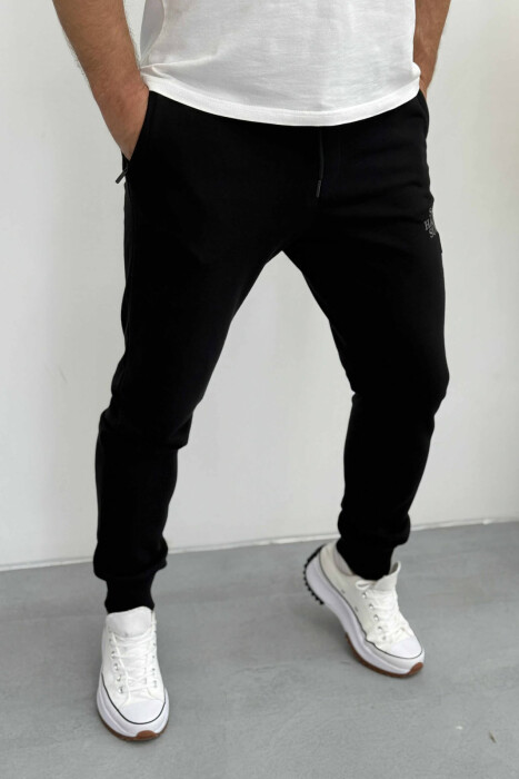 ONE COLOR FRONT WRITTINGS MEN JOGGERS BLACK/ E ZEZE - 3