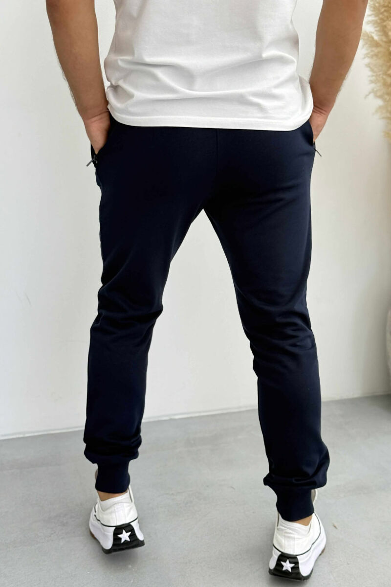 ONE COLOR FRONT WRITTINGS MEN JOGGERS DARK BLUE/BEE - 2