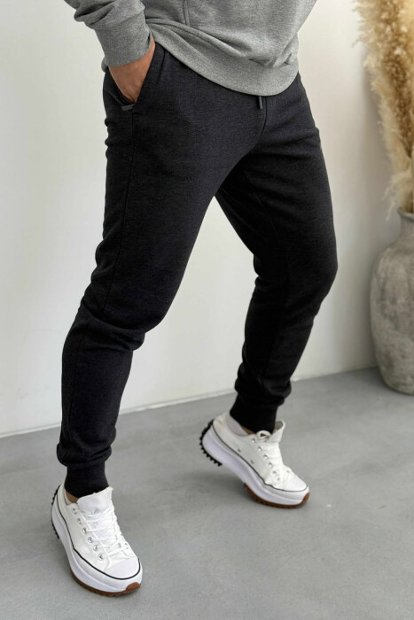 ONE COLOR FRONT WRITTINGS MEN JOGGERS DARK GREY/GEE - 3