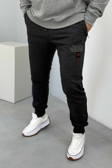 ONE COLOR FRONT WRITTINGS MEN JOGGERS DARK GREY/GEE - 4