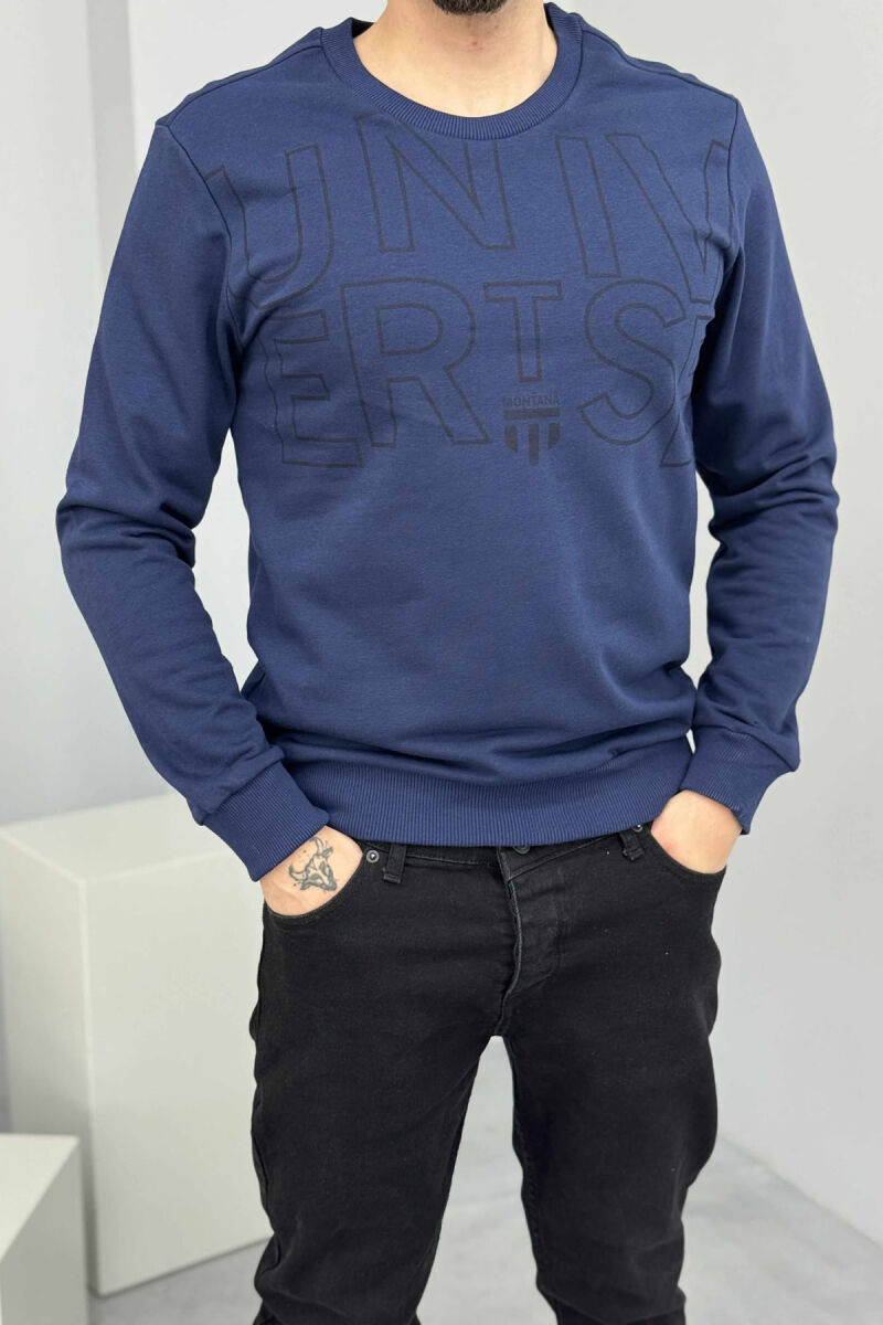 ONE COLOR FRONT WRITTINGS MEN SWEATSHIRT BLUE/BLU - 2